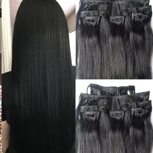20" 100% Clip in Human Hair Extensions 7Pcs,14 clips #1